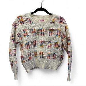 Colorful Crochet Fall Knit 90’s Crew Neck Sweater